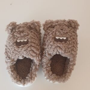 Fuzzy Bear Kids Slippers - Brown